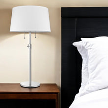 Load image into Gallery viewer, Metal Two Light Adjustable Table Lamp With White Empire Shade - Silver

