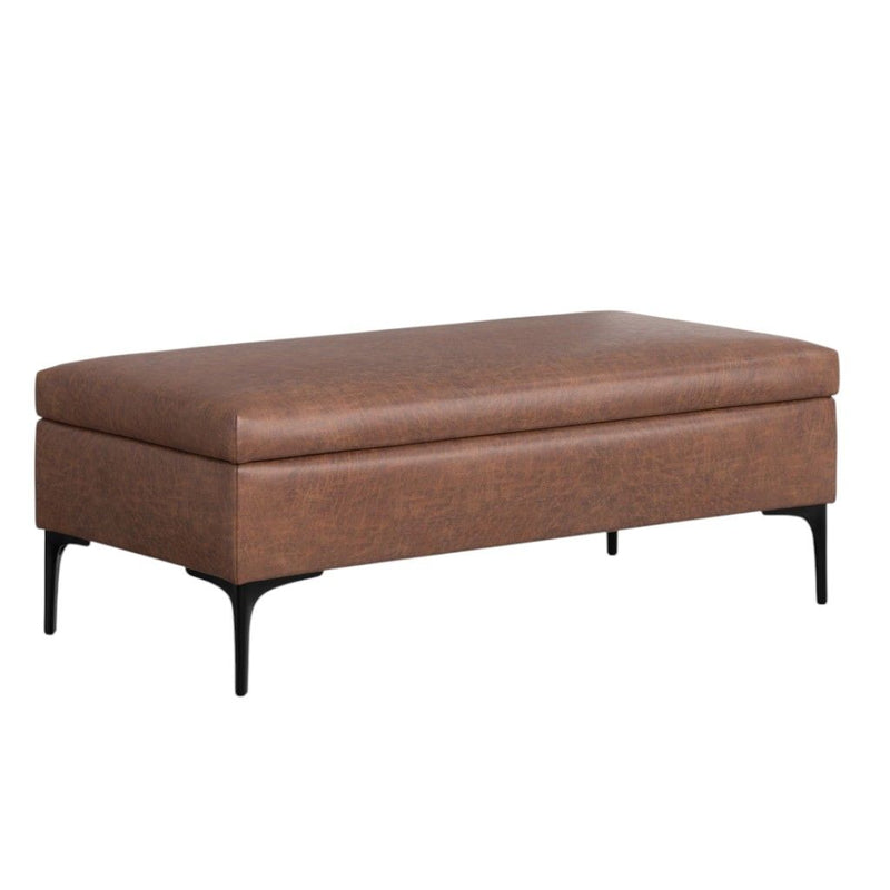 48" Upholstery Storage Ottoman - Black / Brown