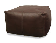 Load image into Gallery viewer, Leather Square Pouf Ottoman - Dark Brown
