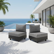 Load image into Gallery viewer, Modular Armless Chairs With Coffee Table For Garden (Set of 2) - Gray
