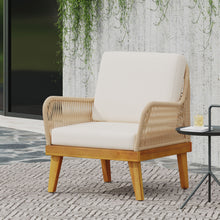Load image into Gallery viewer, Outdoor Club Chair With Rope Weave Design - Teak
