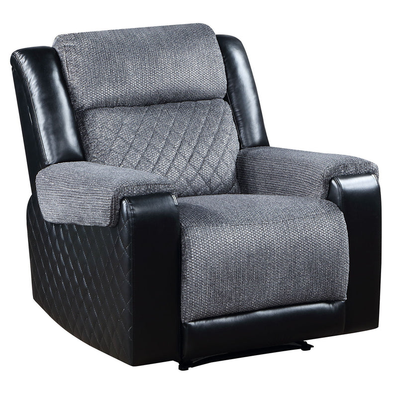 Faux Leather Fabric Manual Recliner - Black / Gray