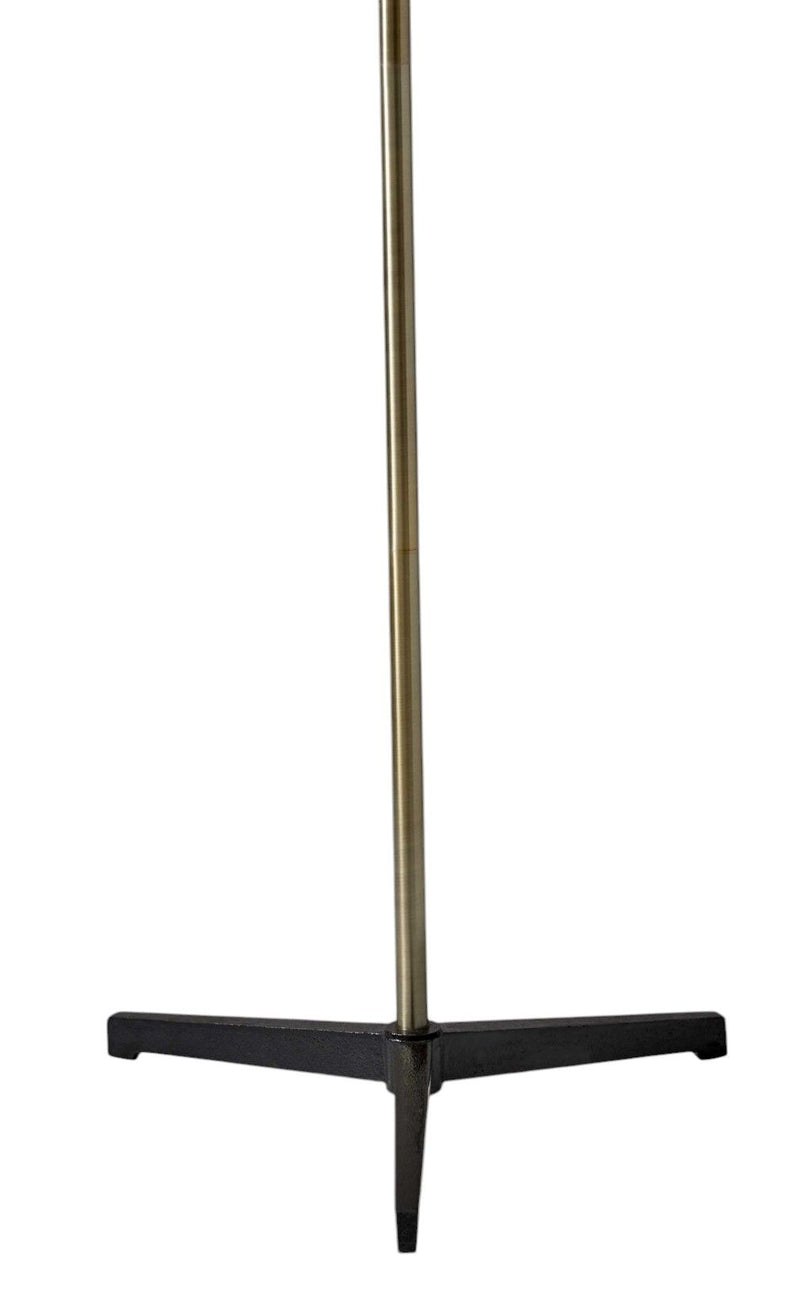 Three Arm Adjustable Floor Lamp In Brass Metal With Shades - Gray / Black And White