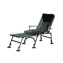 Load image into Gallery viewer, Camping Lounge Chair With Detachable Footrest, Portable Folding Reclining Camping Chair With Adjustable Backrest For Indoor And Outdoor Camping Beach Hiking Fishing - Green / Black
