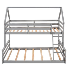 Load image into Gallery viewer, Twin over Full House Bunk Bed with Built-in Ladder,Gray
