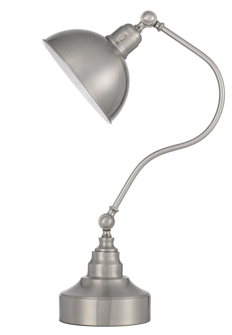 Metal Lantern Desk Table Lamp With Nickel Dome Shade - Nickel
