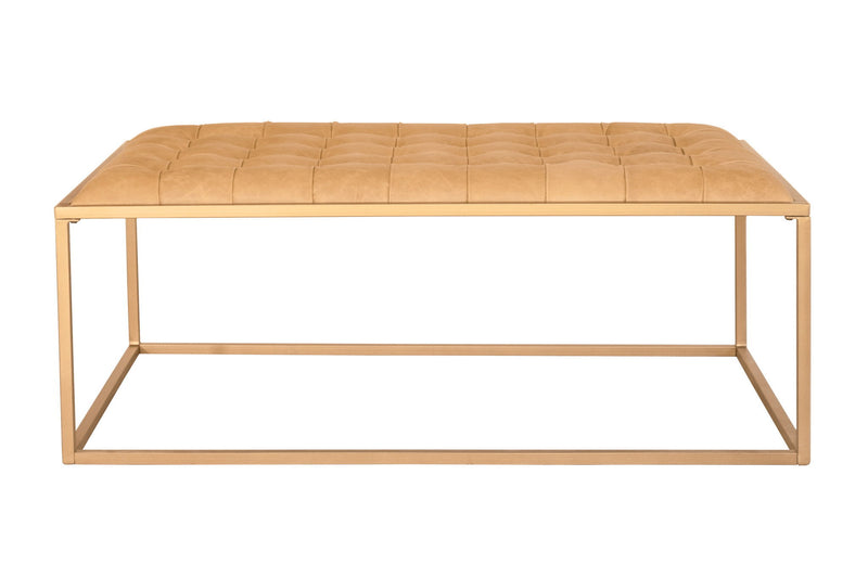 Leather Rectangular Coffee Table - Gold And Brown