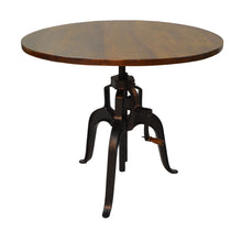 Load image into Gallery viewer, Adjustable Height And Solid Wood And Iron Pedestal Base Round Top Dining Table - Chestnut
