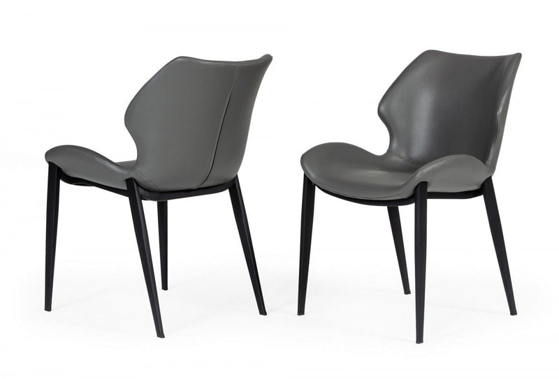 Faux Leather Industrial Dining Chairs (Set of 2) - Gray