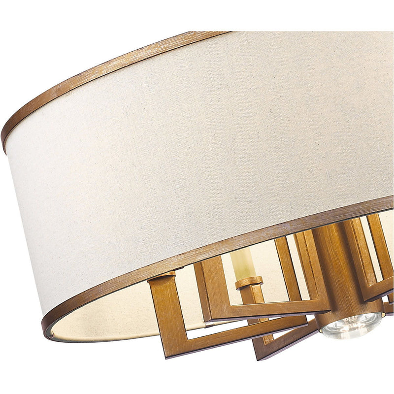 Seven Light Dimmable Chandelier With Shades - Antiqued Gold
