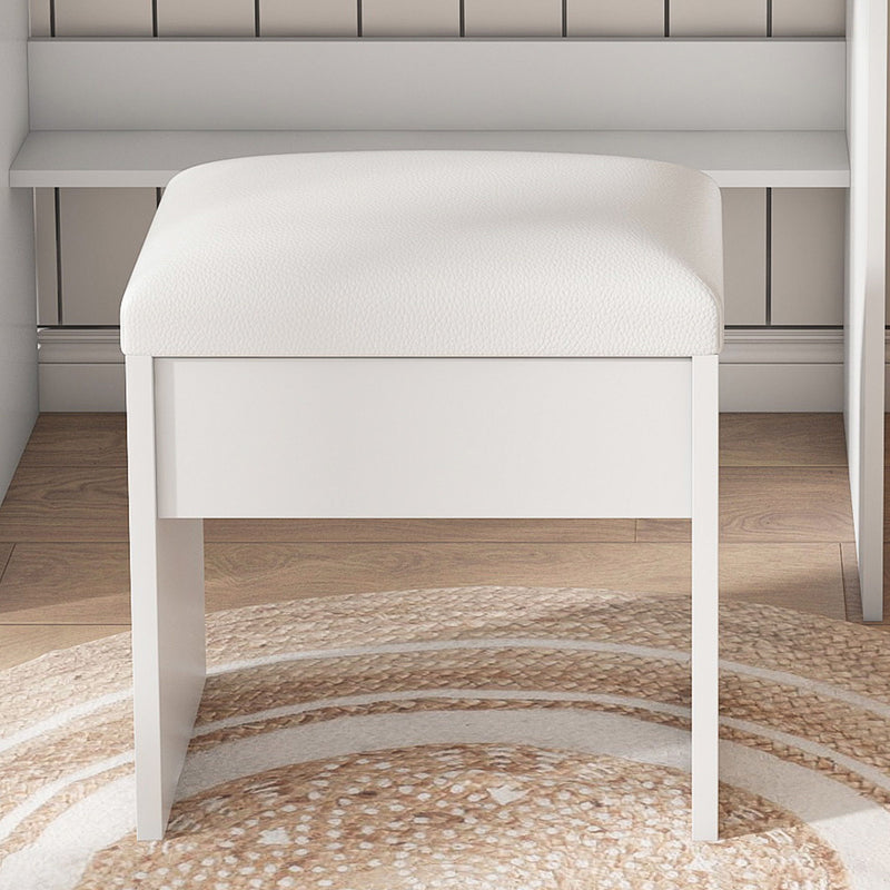 Mirrored Three Drawer Vanity Table Lights - White