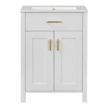 Load image into Gallery viewer, Modern Bathroom Vanity With Ceramic Sink, Soft-Close Doors, Flip Drawer, U-Shaped Shelves, Elegant Storage Solution
