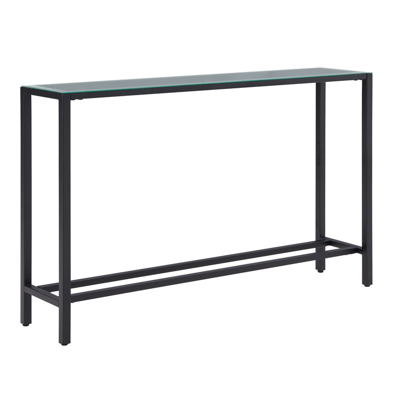 56" Mirrored Glass Console Table - Black