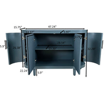 Load image into Gallery viewer, Curved Sideboard Wooden Console Table With 4 Doors And Adjustable Shelves For Living Room - Blue
