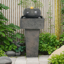 Load image into Gallery viewer, Minimalist Column Fountain With LED Lighting, Outdoor Decor For Patio, Porch And Garden - Gray
