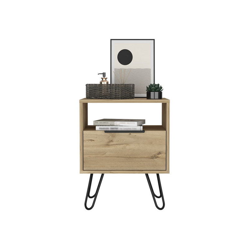 Faux Wood Nightstand With Storage - Light Brown