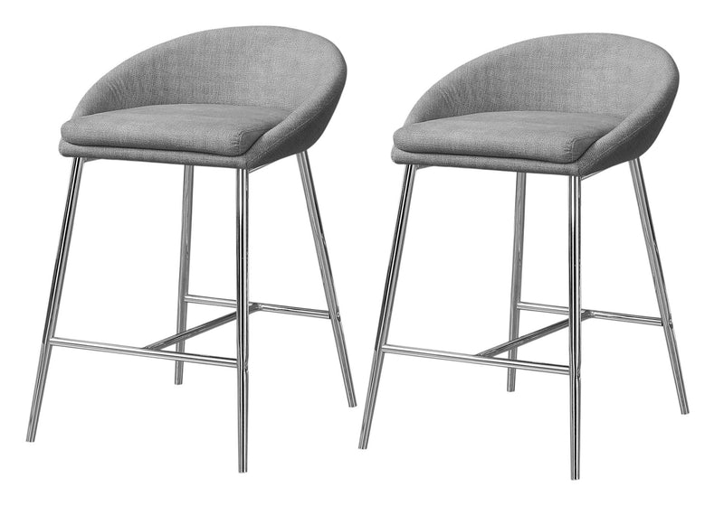24" Metal Low Back Bar Chairs (Set of 2) - Gray And Silver