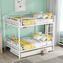 Load image into Gallery viewer, Full Over Full Metal Bunk Bed with Trundle, White
