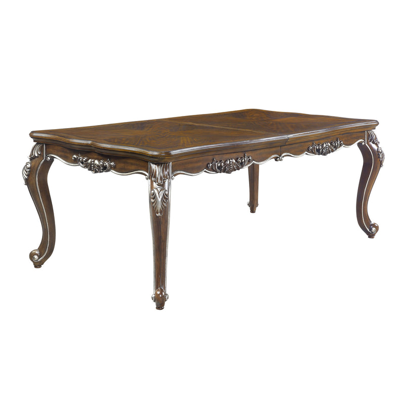 Wood Removable Leaf Extendable Dining Table - Oak / Silver