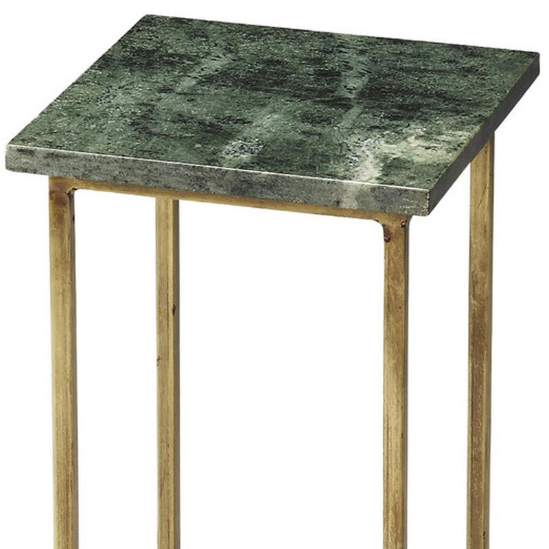 21" Marble Square End Table - Green And Gold