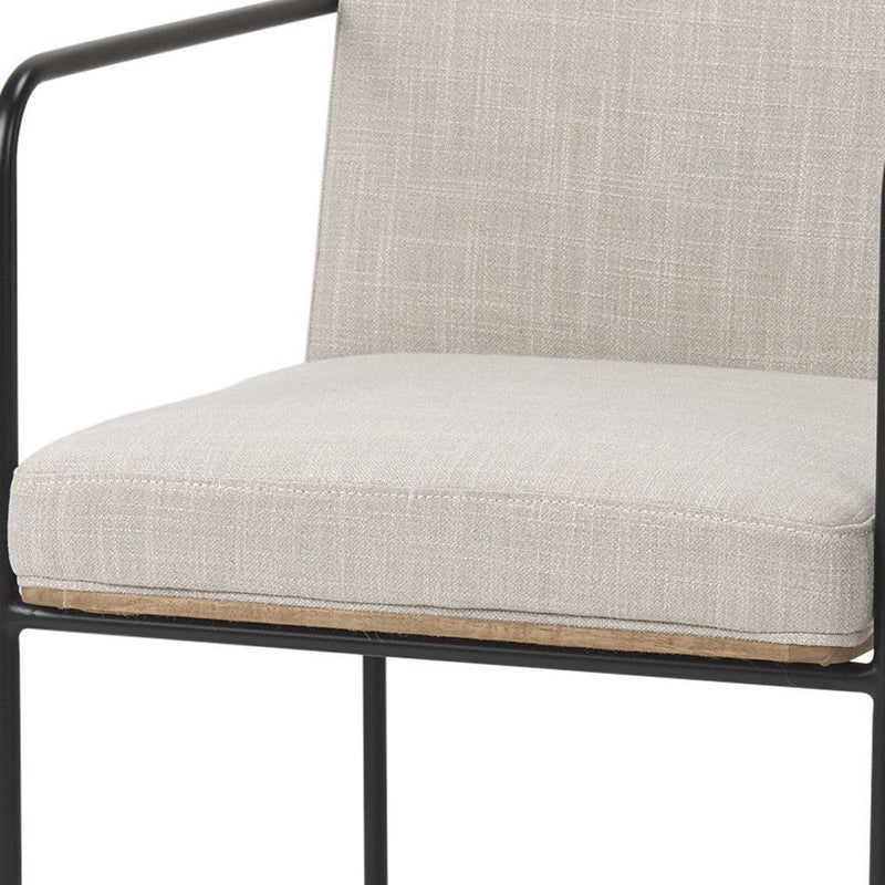Upholstered Cushion Metal Dining Arm Chair - Beige