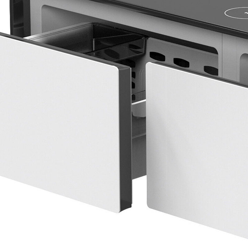 Glass Acrylic Solid Coffee Table With Two Drawers - Black / White