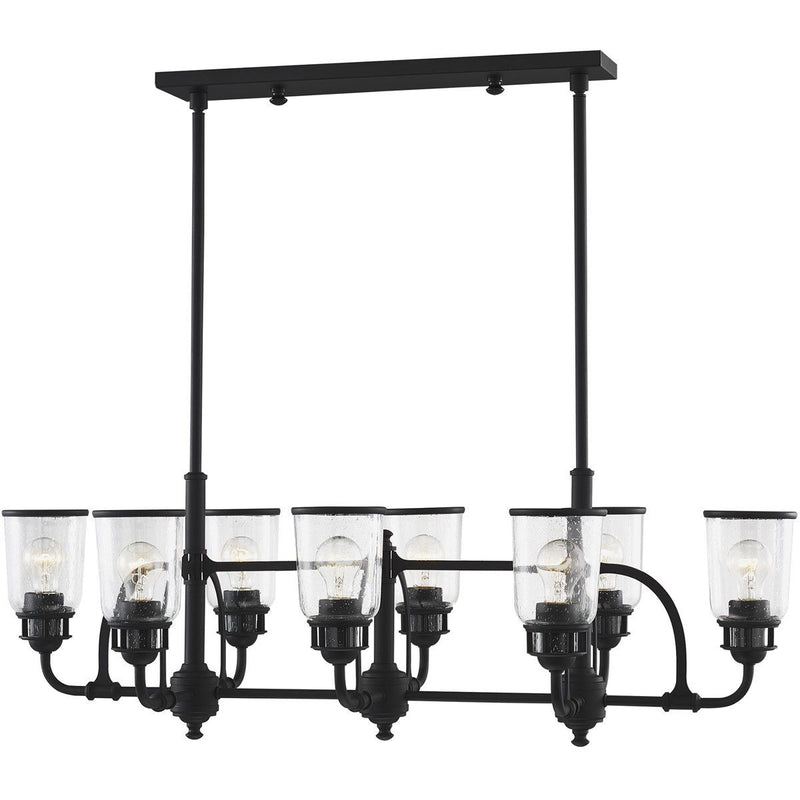 21" Eight Light Dimmable Chandelier With Shades - Black