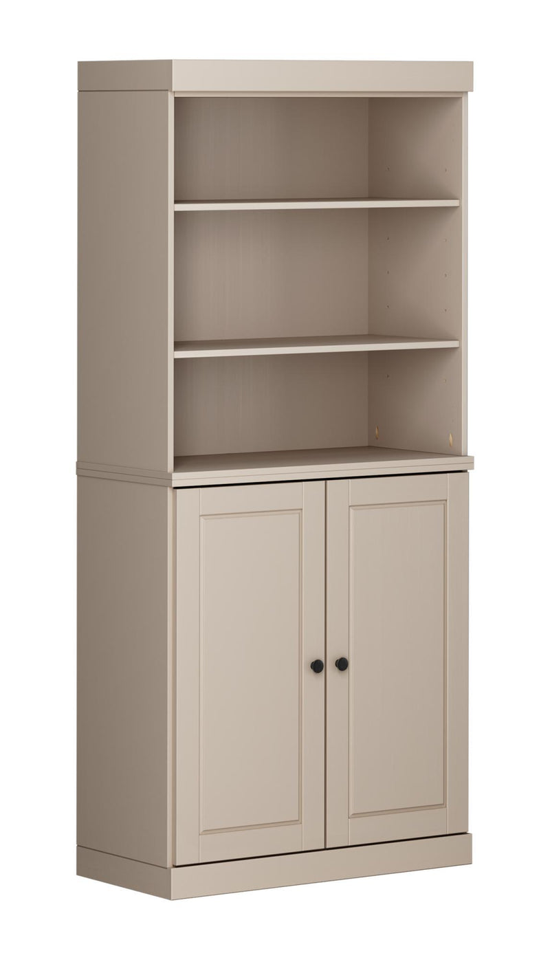 Adjustable Six Tier Library Bookcase With Two Doors (745679) - Beige