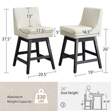 Load image into Gallery viewer, Upholstered Swivel Bar Stools With Ergonomic Design (Set of 2) - Cream White
