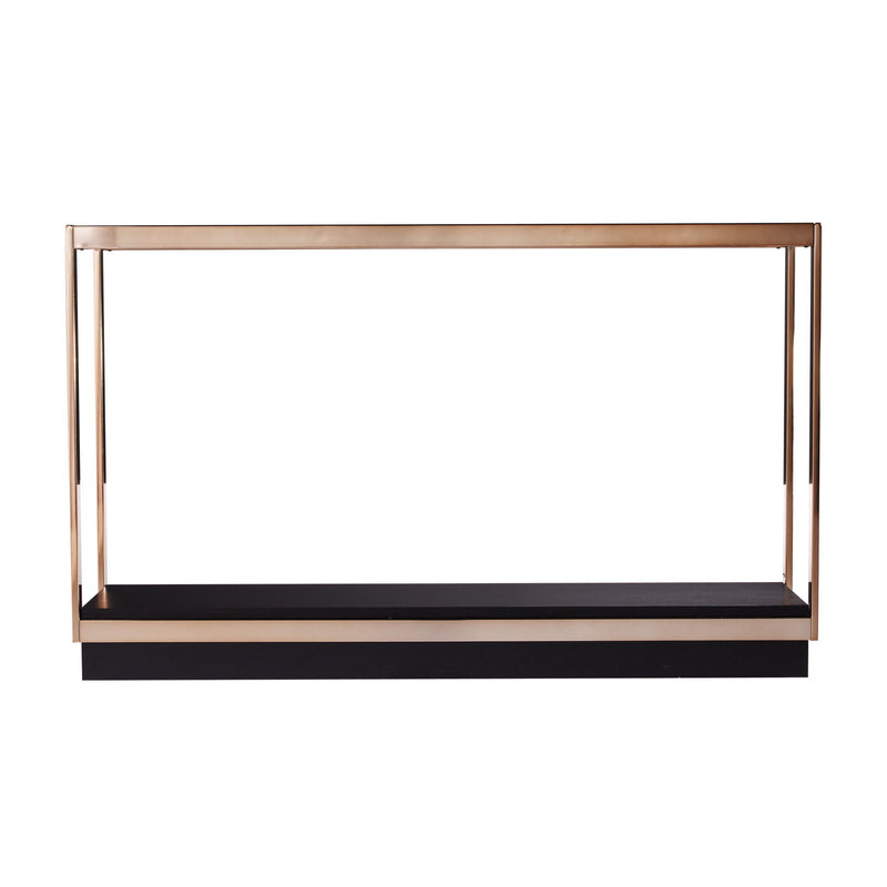 Glass Floor Shelf Console Table With Shelf - Clear / Black / Champagne