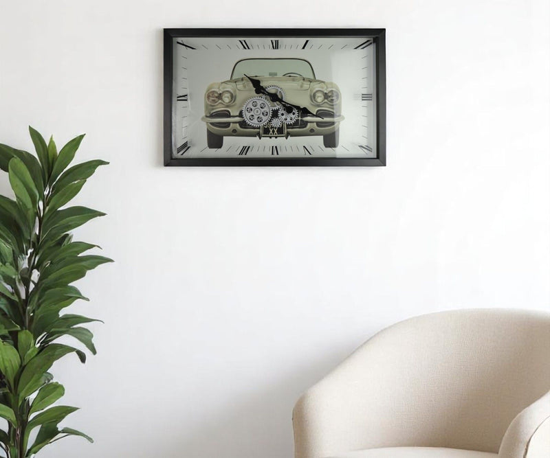 Silent Analog Exposed Gear Wall Clock - Black / Silver / White