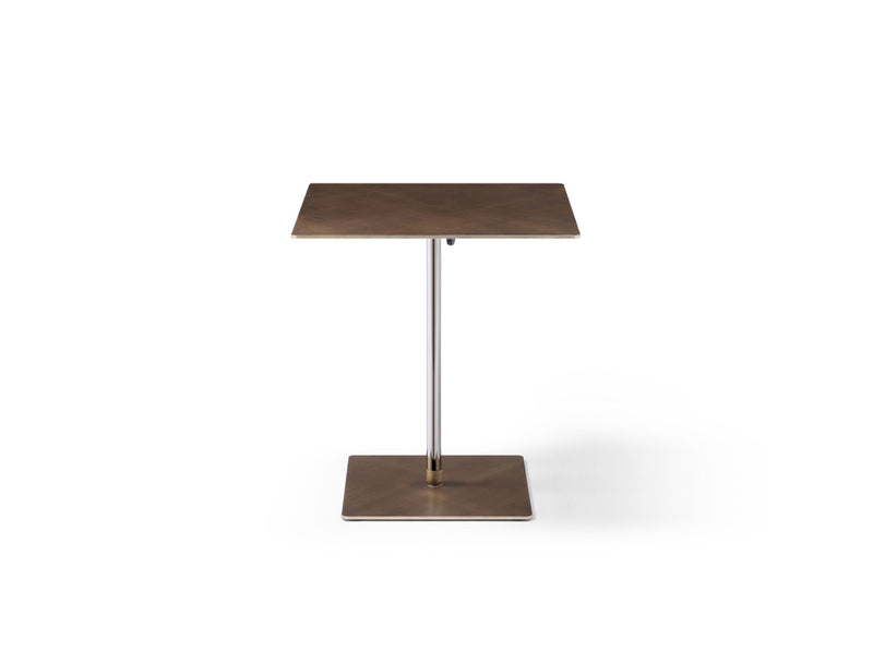 Steel Height Adjustable Square Pedestal End Table - Bronze / Silver