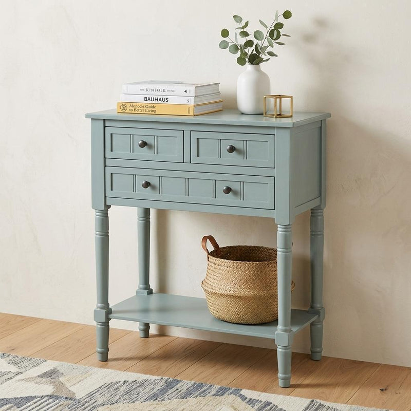 Console Table With Shelf Three Drawers - Light Blue