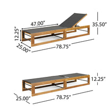 Load image into Gallery viewer, Outdoor Chaise Lounge With Acacia Wood Frame And Mesh Seat - Teak
