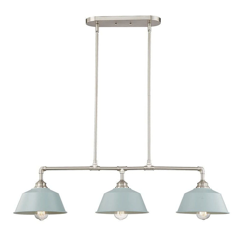 Kitchen Island Three Light Metal Dimmable Chandelier With Light Shades - Nickel