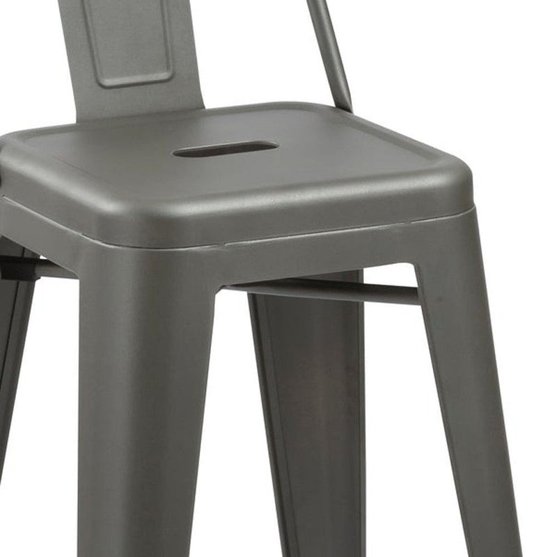 Metal Low Back Counter Height Bar Chairs (Set of 4) - Gray