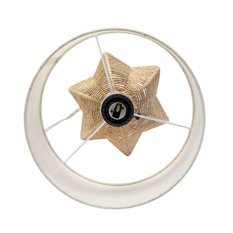 Rope Rattan Table Lamp With Drum Shade - Natural