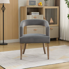 Load image into Gallery viewer, Wide Modern Barrel Open Back Upholstered Accent Chair With Weathered Solid Wood Legs
