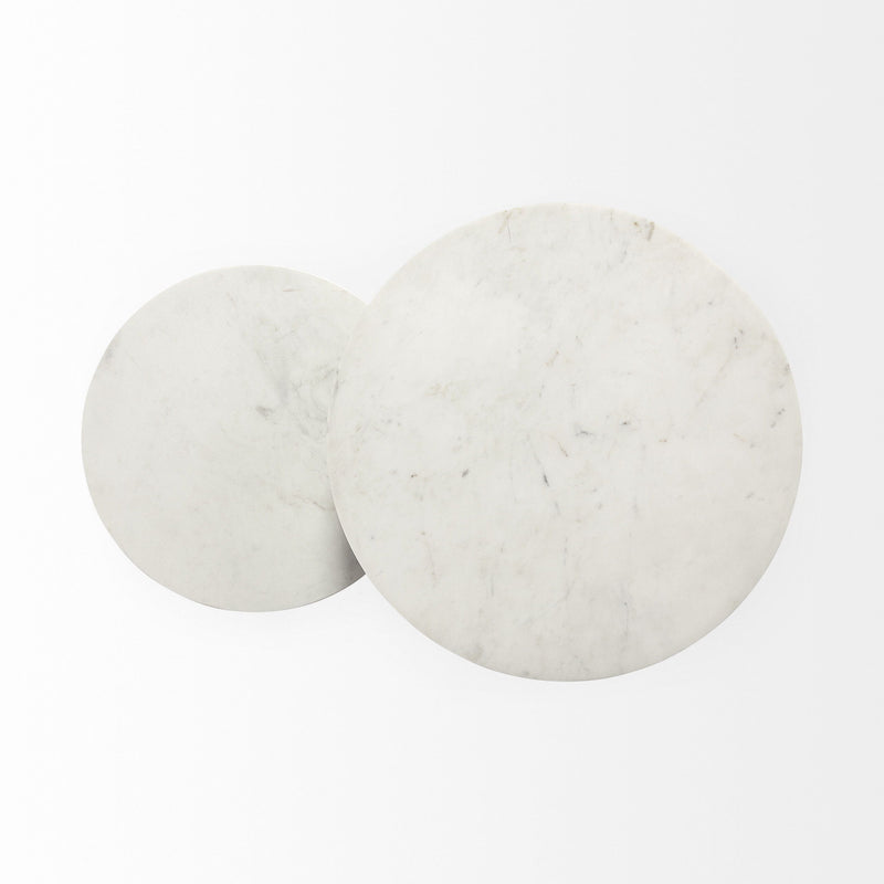 21" Marble Round End Table - Black And White