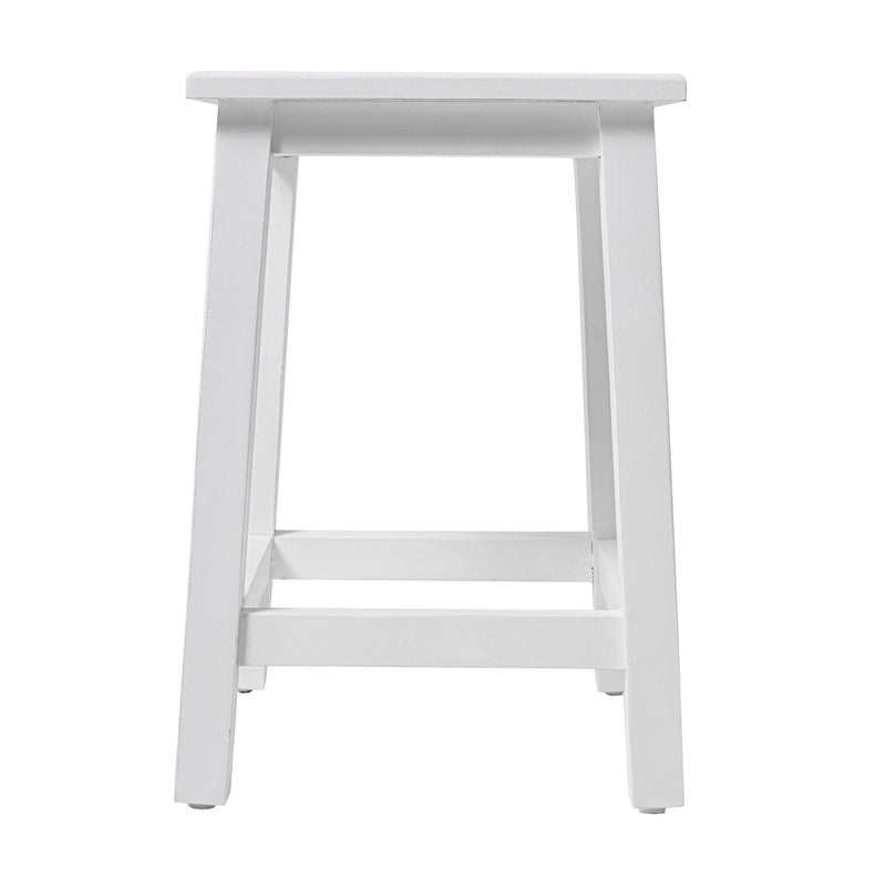 Solid Wood Backless Bar Chair - White