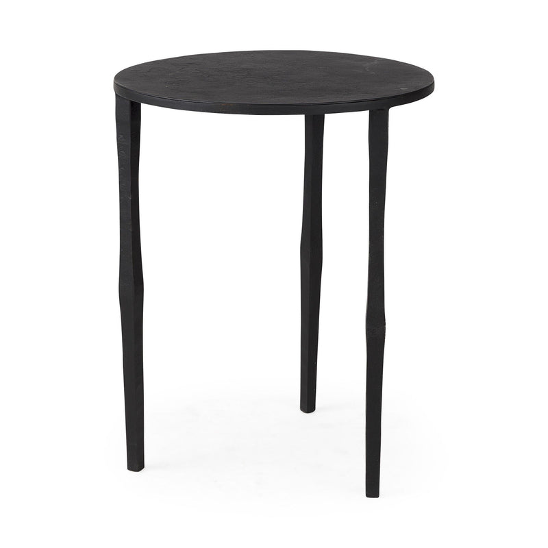 Iron Round End Table - Black