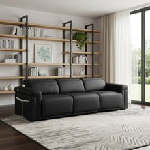Load image into Gallery viewer, Top Grain Leather Reclining Metal USB Sofa (720428) - Black
