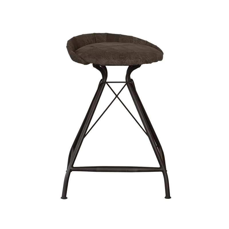 Leather Swivel Low Back Counter Height Bar Chair With Footrest 26" - Brown and Black