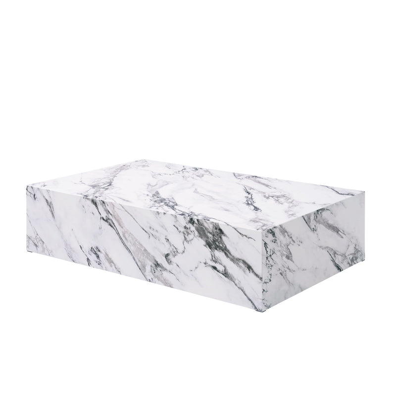 Faux Marble Block Coffee Table - White