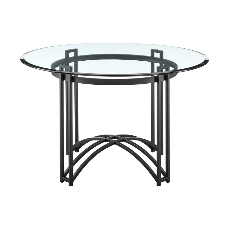 48" Glass And Iron Round Top Dining Table - Black