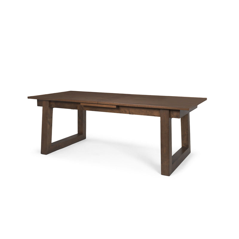 106" Solid Wood Self-Storing Leaf Sled Base Extendable Dining Table - Brown