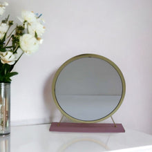 Load image into Gallery viewer, 19" Round Metal Framed Freestanding Mirror - Brass
