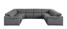 Load image into Gallery viewer, Leather Modular U Shaped Eight Piece Corner Sectional - Battleship Gray
