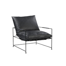Load image into Gallery viewer, 28" Modern Genuine Leather Distressed Arm Chair - Black
