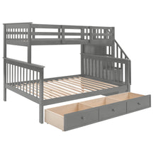 Load image into Gallery viewer, Stairway Twin-Over-Full Bunk Bed with Drawer, Storage and Guard Rail for Bedroom, Dorm, for Adults, Gray color(Old SKU: LP000219AAE)
